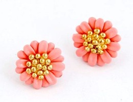 Daisy Pink Gold Plated Stud Earrings